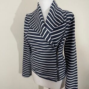 Mystree sz. X sm moto style knit jacket bl/gray